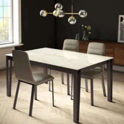 Cancio London Table design en Dekton avec pieds épingle en métal> Table De Salle à Manger