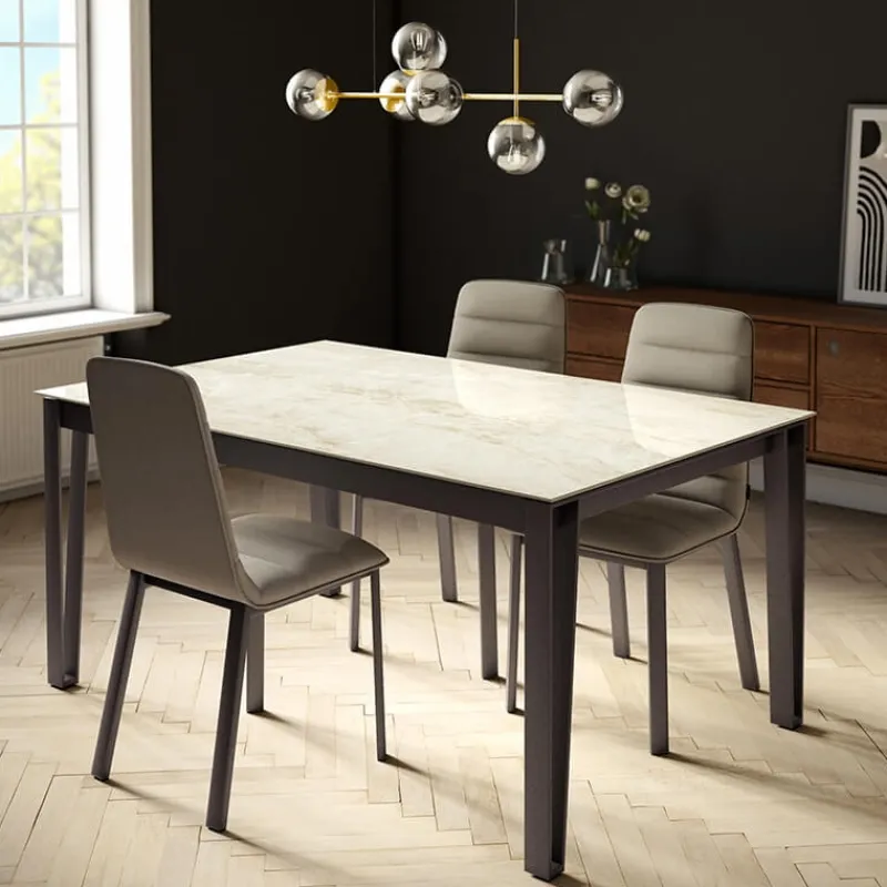 Cancio London Table design en Dekton avec pieds épingle en métal> Table De Salle à Manger