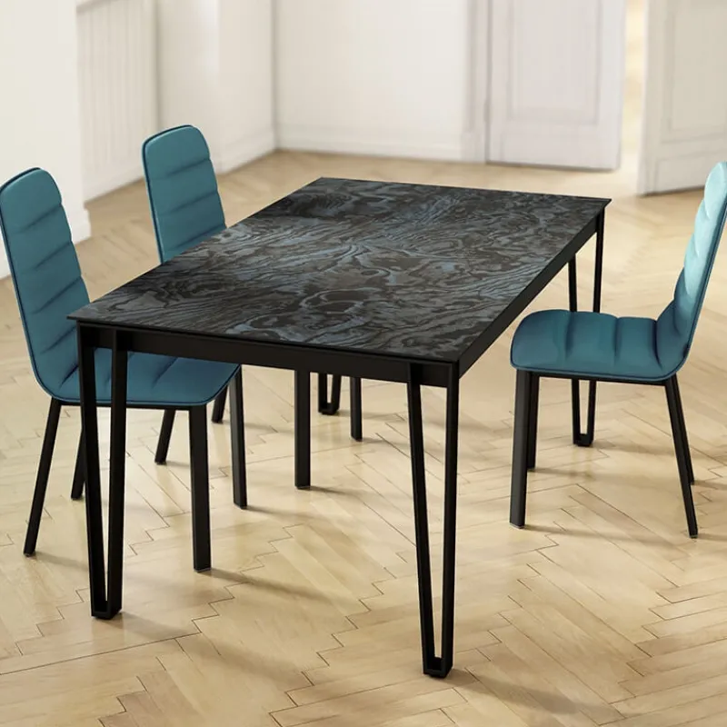 Cancio London Table design en Dekton avec pieds épingle en métal> Table De Salle à Manger