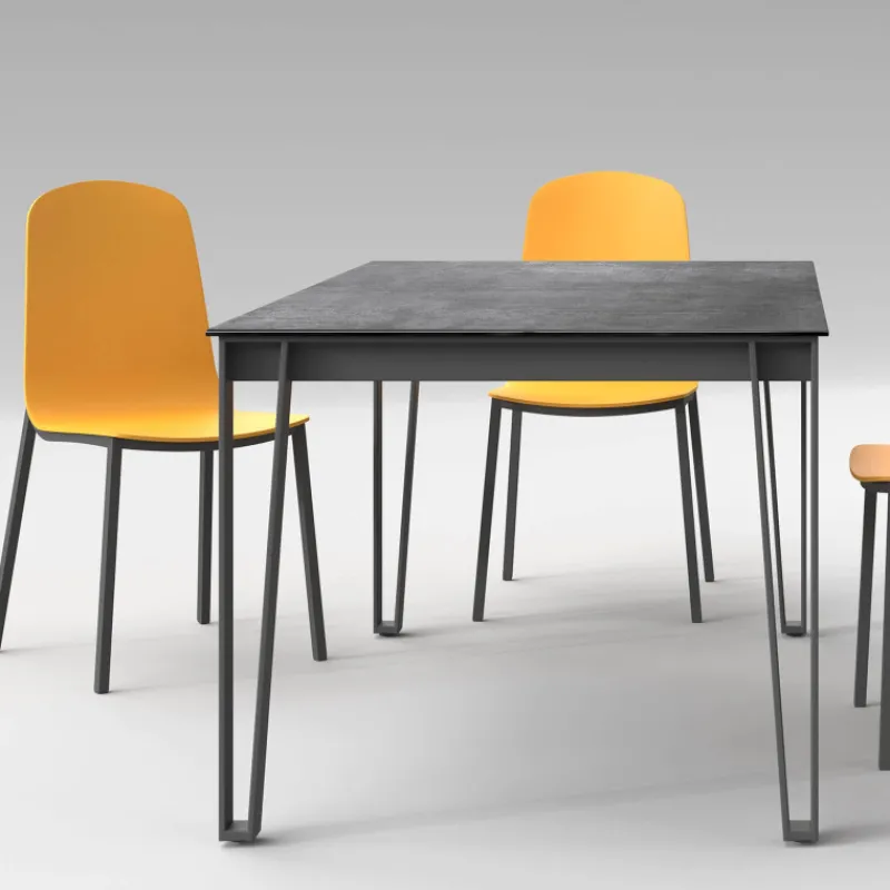 Cancio London Table design en Dekton avec pieds épingle en métal> Table De Salle à Manger