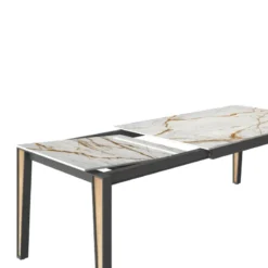 Cancio London Table en Dekton extensible avec pieds en métal et bois><noscript><img width=
