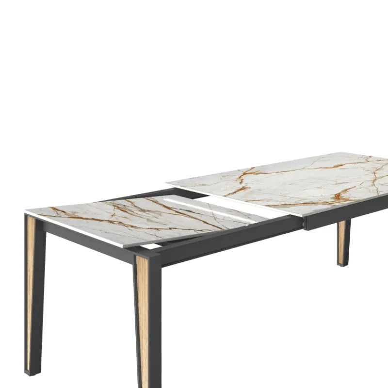 Cancio London Table en Dekton extensible avec pieds en métal et bois> Table De Salle à Manger