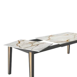 Cancio London Table en Dekton extensible avec pieds en métal et bois><noscript><img width=