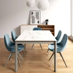 Cancio Lotus Table contemporaine en Dekton avec pieds en métal> Table De Salle à Manger