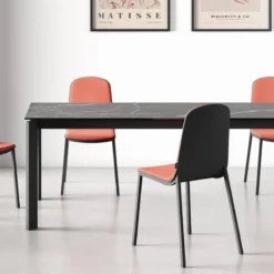 Cancio Lotus Table contemporaine en Dekton avec pieds en métal><noscript><img width=
