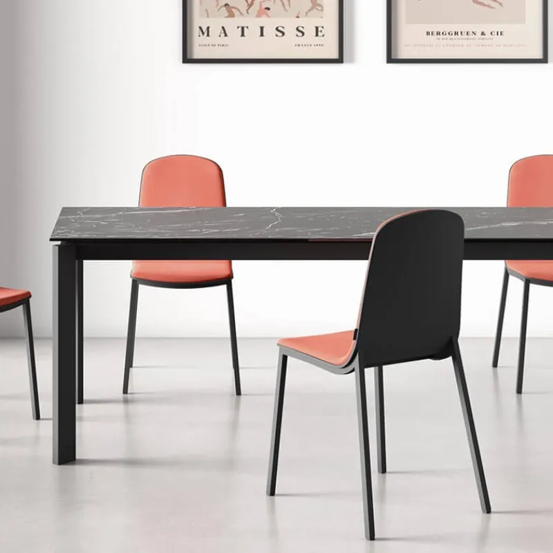 Cancio Lotus Table contemporaine en Dekton avec pieds en métal> Table De Salle à Manger