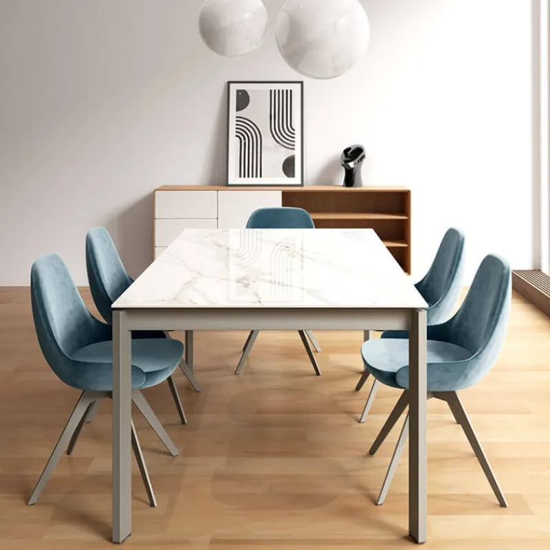 Cancio Lotus Table extensible en Dekton avec pieds en métal> Table De Salle à Manger