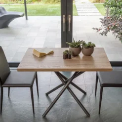 Altacom Lotus Table italienne rabattable et relevable en mélaminé avec pieds mikado><noscript><img width=