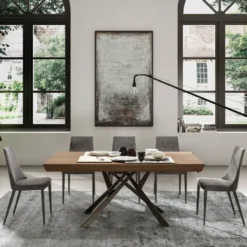 Ozzio Lungo largo Table design italienne extensible avec pied mikado><noscript><img width=