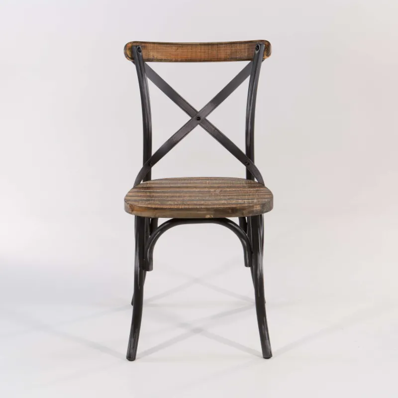 MadieChaise bistrot vintage en bois et métal noir patiné> Chaise De Cuisine