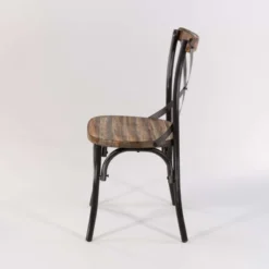 MadieChaise bistrot vintage en bois et métal noir patiné><noscript><img width=