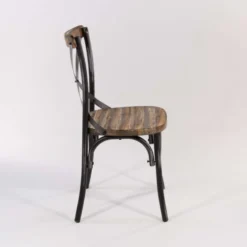 MadieChaise bistrot vintage en bois et métal noir patiné><noscript><img width=