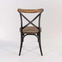 MadieChaise bistrot vintage en bois et métal noir patiné><noscript><img width=