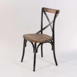 MadieChaise bistrot vintage en bois et métal noir patiné><noscript><img width=