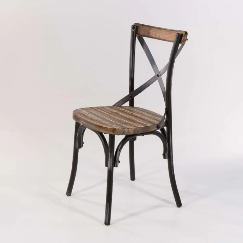 MadieChaise bistrot vintage en bois et métal noir patiné> Chaise De Cuisine