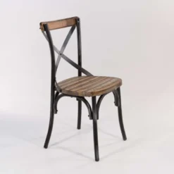 MadieChaise bistrot vintage en bois et métal noir patiné><noscript><img width=