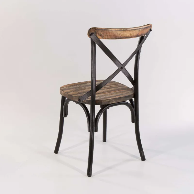 MadieChaise bistrot vintage en bois et métal noir patiné> Chaise De Cuisine