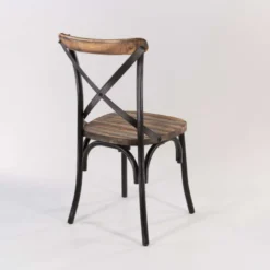 MadieChaise bistrot vintage en bois et métal noir patiné><noscript><img width=