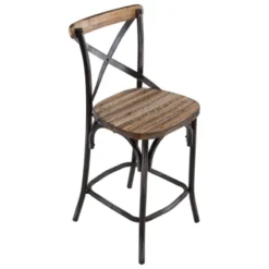 MadieTabouret bistrot en métal patiné et bois vieilli> Tabouret Snack (assise +/- 65 Cm)|Tabouret De Bar (assise +/- 80 Cm)