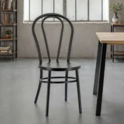 MadinaChaise bistrot vintage en métal noir> Chaise De Cuisine
