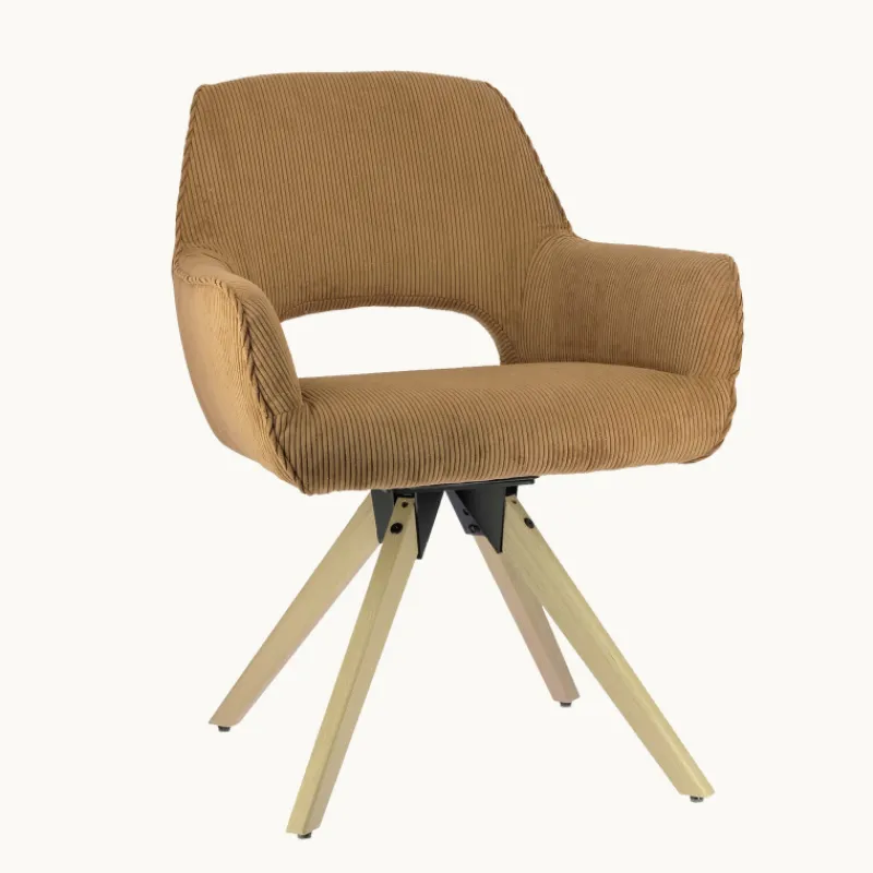 Marius Fauteuil cocooning en tissu avec pieds bois massif> Chaise De Salle à Manger|Chaise Salon