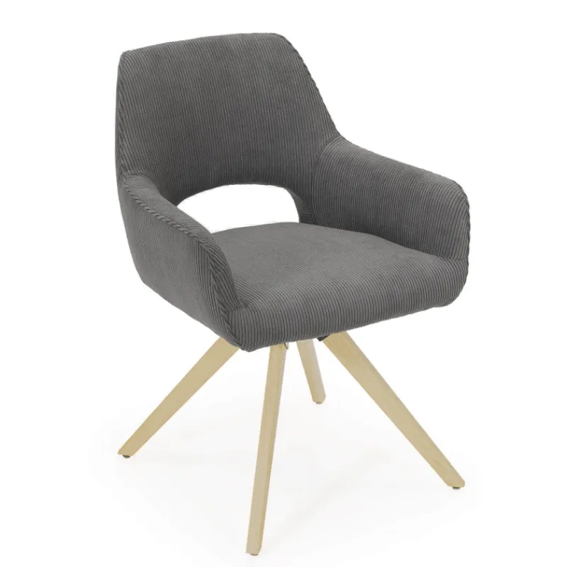 Marius Fauteuil cocooning en tissu avec pieds bois massif> Chaise De Salle à Manger|Chaise Salon