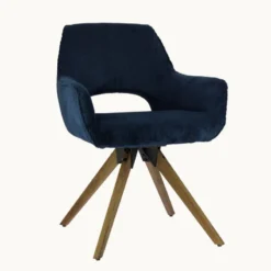 Marius Fauteuil cocooning pivotant en tissu avec pieds bois><noscript><img width=
