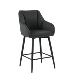 MartinTabouret snack pivotant avec accoudoirs en tissu recyclé et pieds en métal> Tabouret Snack (assise +/- 65 Cm)|Tabouret De Bar (assise +/- 80 Cm)
