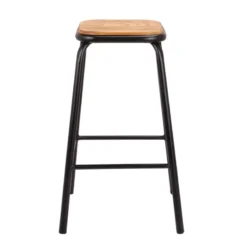 MaxTabouret snack industriel sans dossier en métal assise bois> Tabouret Snack (assise +/- 65 Cm)|Tabouret De Bar (assise +/- 80 Cm)