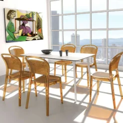 Maya Table de cuisine rectangulaire en stratifié><noscript><img width=