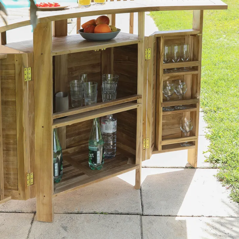 Medicis MenhirBar de jardin avec rangement pliable en teck massif> Table De Jardin