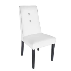 Lujosa Mila Chaise en tissu rembourrée avec boutons sur le dossier pieds bois> Chaise De Salle à Manger|Chaise Salon