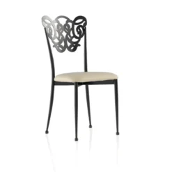 Jayso Milos Chaise provençale en métal assise synthétique rembourrée><noscript><img width=