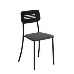 Perfecta Miro 2 Chaise de cuisine en simili rembourrée avec pieds et dossier strié en métal><noscript><img width=
