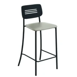 Perfecta Miro Tabouret snack de cuisine en simili rembourré avec dossier strié en métal> Tabouret Snack (assise +/- 65 Cm)|Tabouret De Bar (assise +/- 80 Cm)