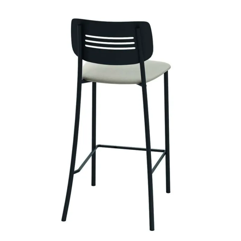 Perfecta Miro Tabouret snack de cuisine en simili rembourré avec dossier strié en métal> Tabouret Snack (assise +/- 65 Cm)|Tabouret De Bar (assise +/- 80 Cm)