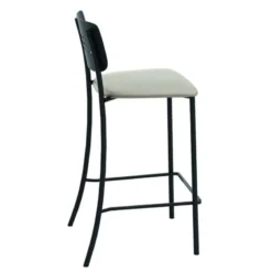 Perfecta Miro Tabouret snack de cuisine en simili rembourré avec dossier strié en métal><noscript><img width=