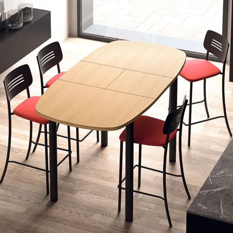 Perfecta Miro Tabouret snack de cuisine en simili rembourré avec dossier strié en métal> Tabouret Snack (assise +/- 65 Cm)|Tabouret De Bar (assise +/- 80 Cm)