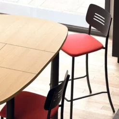 Perfecta Miro Tabouret snack de cuisine en simili rembourré avec dossier strié en métal><noscript><img width=