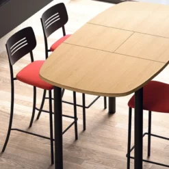 Perfecta Miro Tabouret snack de cuisine en simili rembourré avec dossier strié en métal><noscript><img width=