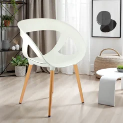 Moema Fauteuil design italien coque ajourée en technopolymère et pieds en bois> Chaise De Cuisine|Chaise De Salle à Manger