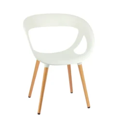 Moema Fauteuil design italien coque ajourée en technopolymère et pieds en bois> Chaise De Cuisine|Chaise De Salle à Manger