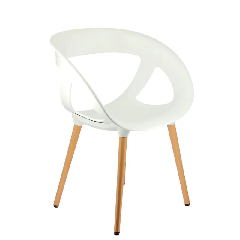 Moema Fauteuil design italien coque ajourée en technopolymère et pieds en bois> Chaise De Cuisine|Chaise De Salle à Manger