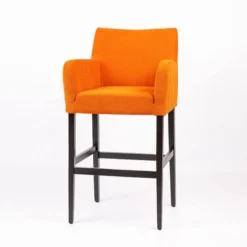 Sessio Moritz line Tabouret de bar en tissu avec accoudoirs dos matelassé et pieds en bois> Tabouret De Bar (assise +/- 80 Cm)