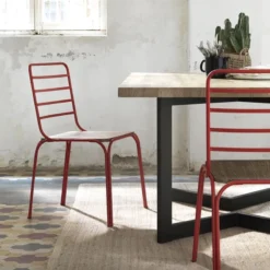 Jayso Nantes Chaise en métal vintage assise bois> Chaise De Cuisine|Chaise De Salle à Manger