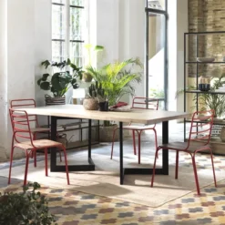 Jayso Nantes Chaise en métal vintage assise bois> Chaise De Cuisine|Chaise De Salle à Manger