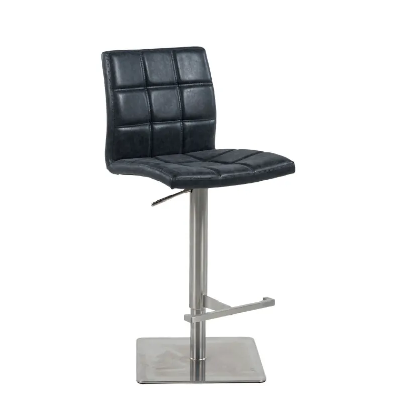 NantesTabouret ajustable en hauteur coque matelassée et structure en acier brossé> Tabouret Snack (assise +/- 65 Cm)|Tabouret De Bar (assise +/- 80 Cm)