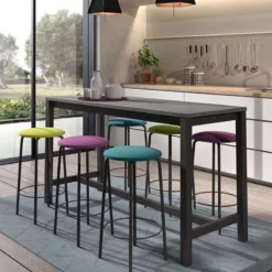 Perfecta Nantes Tabouret snack de cuisine sans dossier en métal et simili> Tabouret Snack (assise +/- 65 Cm)|Tabouret De Bar (assise +/- 80 Cm)