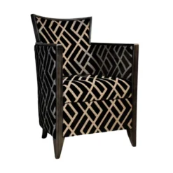 Paget Nathan Fauteuil art déco fabriqué en France en tissu et bois massif><noscript><img width=