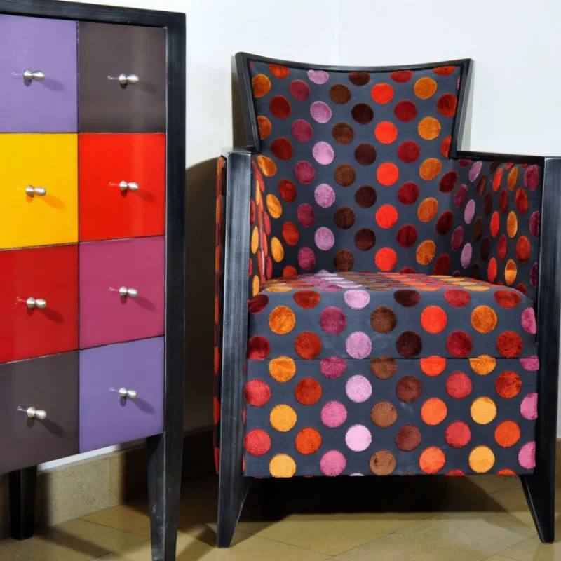 Paget Nathan Fauteuil art déco fabriqué en France en tissu et bois massif> Fauteuil De Salon